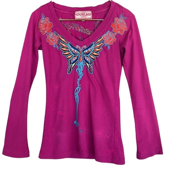 Johnny Was Tops - Johnny Was Floral Butterfly Dreamer Embroidered V Neck Long Sleeve Top FLAWS